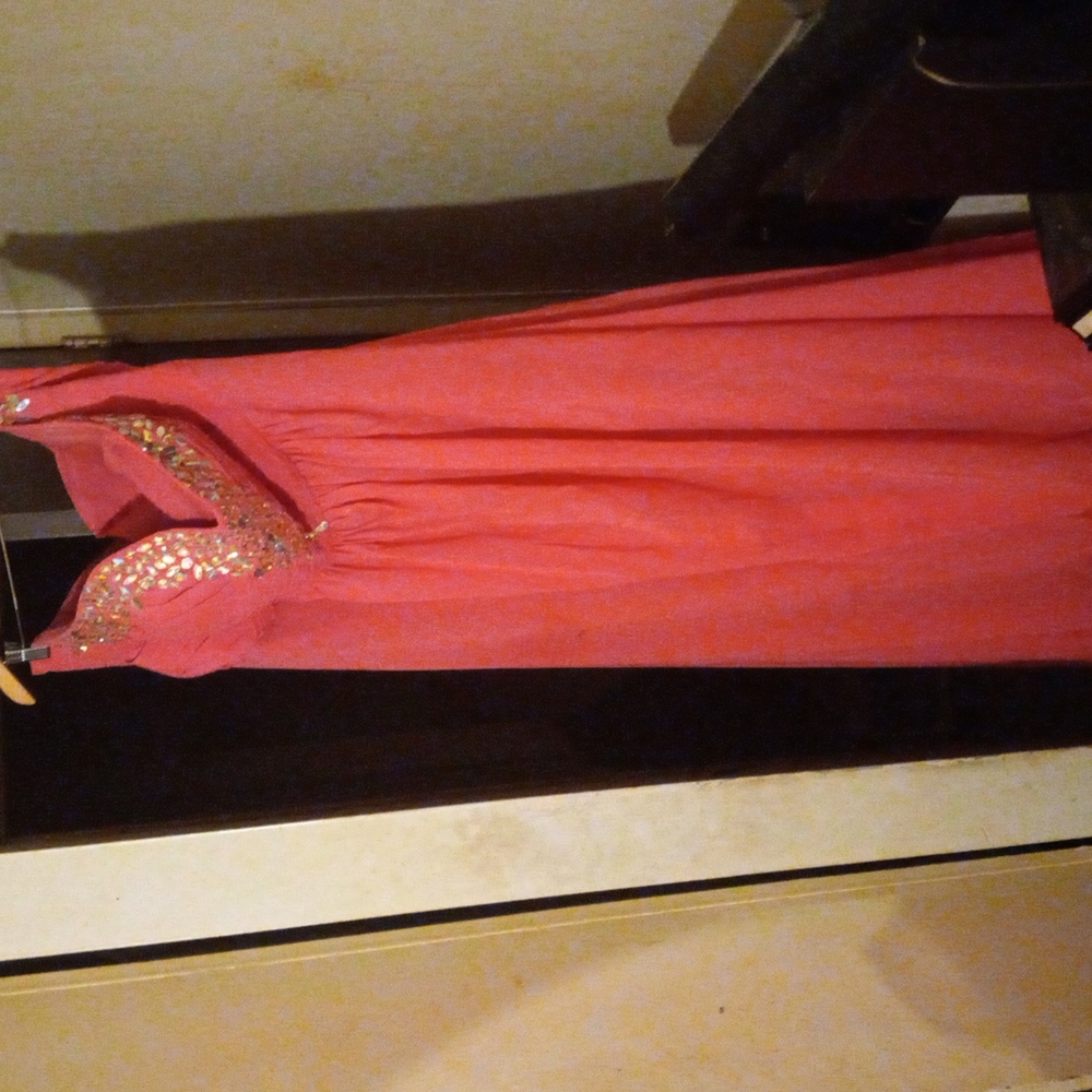 Fushia pink bedazzled gown